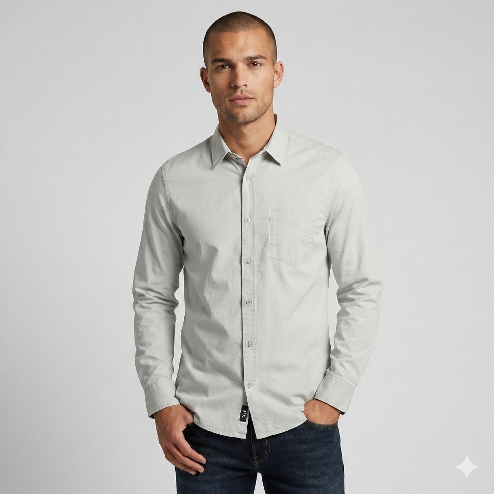 Armani Exchange Light White Button Down Casual Shirt - Picture 1 of 4